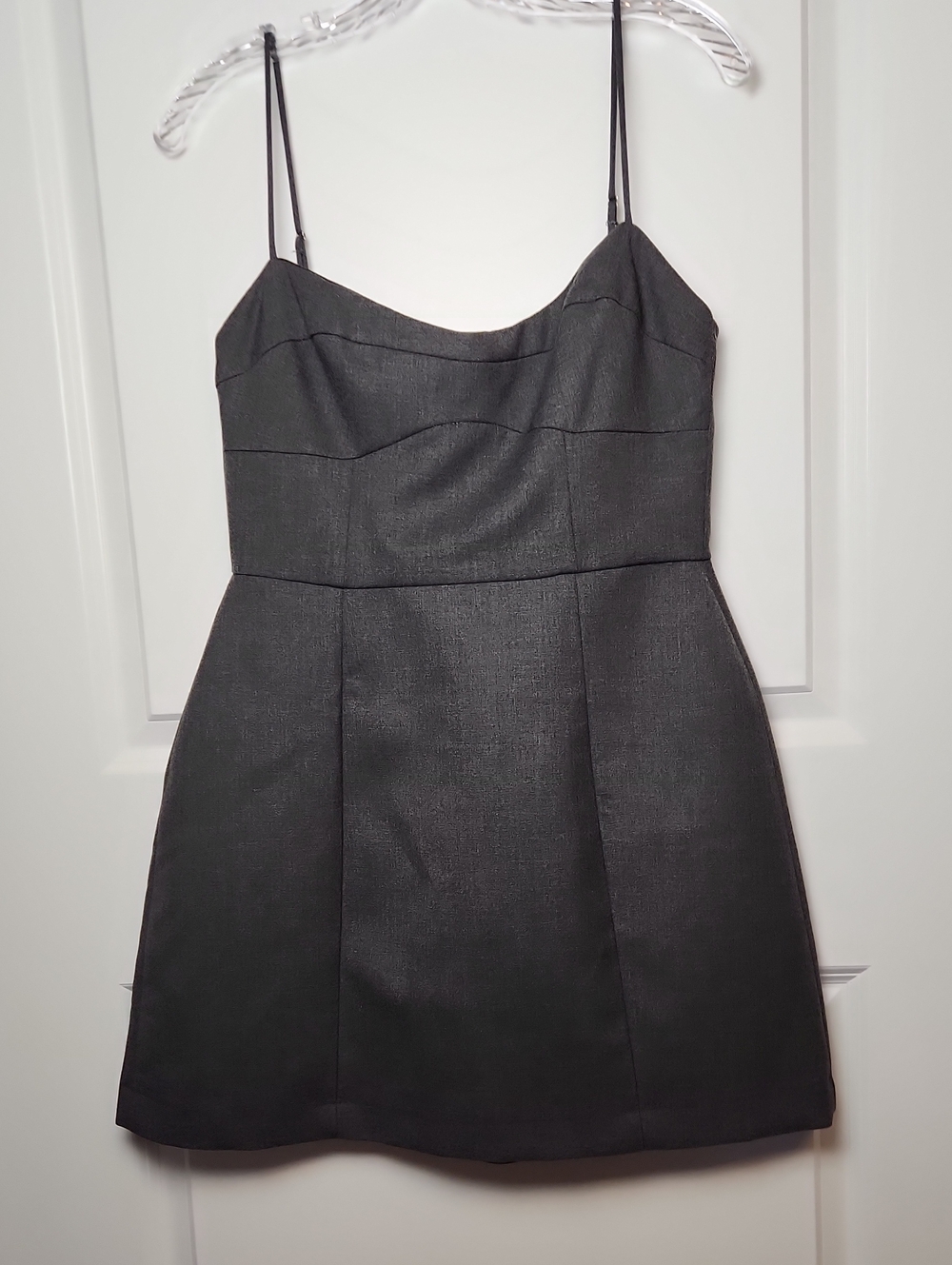 New Zara Grey Spaghetti Strap Structured Mini Dress Size Large